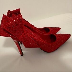 Inc International Concepts Red Heels | Rhinestone Bow Pumps| Size: 7.5| Red